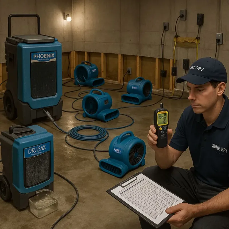 Structural Drying and Dehumidification process in Naugatuck, CT